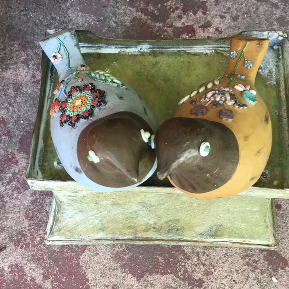 Pair Of Beautiful Boho Hand-beaded Love Birds EUC - Picture 2 of 3